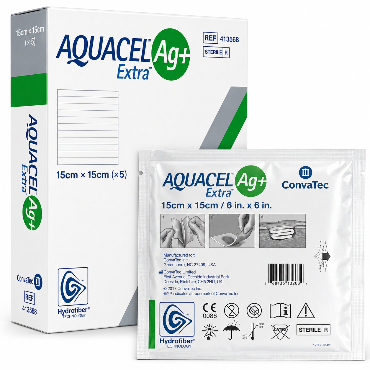 كونفاتيك أكواسيل AG+ إكسترا - ضمادات فضية 15×15 سم - 5 ضمادات